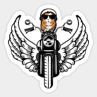 English diseño de cobaya en viaje cerca en moto en venta guinea pig design on trip near by motorcycle for sale Sticker